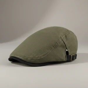 Casquette plate coton homme ajustable verte - Vue 1 - casquette plate