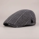 Casquette plate coton homme motif quadrillé - Vue 1 - casquette plate
