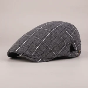 Casquette plate coton homme motif quadrillé - Vue 1 - casquette plate