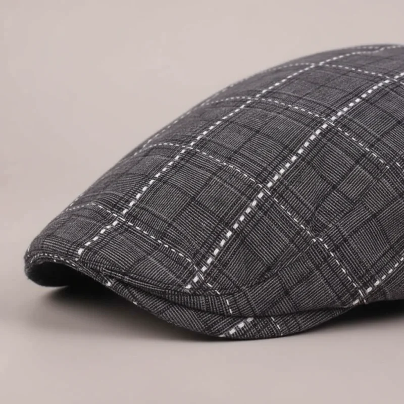Casquette plate coton homme motif quadrillé - Vue 4 - casquette plate
