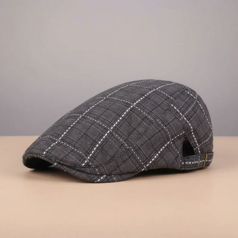 Casquette plate coton homme motif quadrillé - Vue 5 - casquette plate