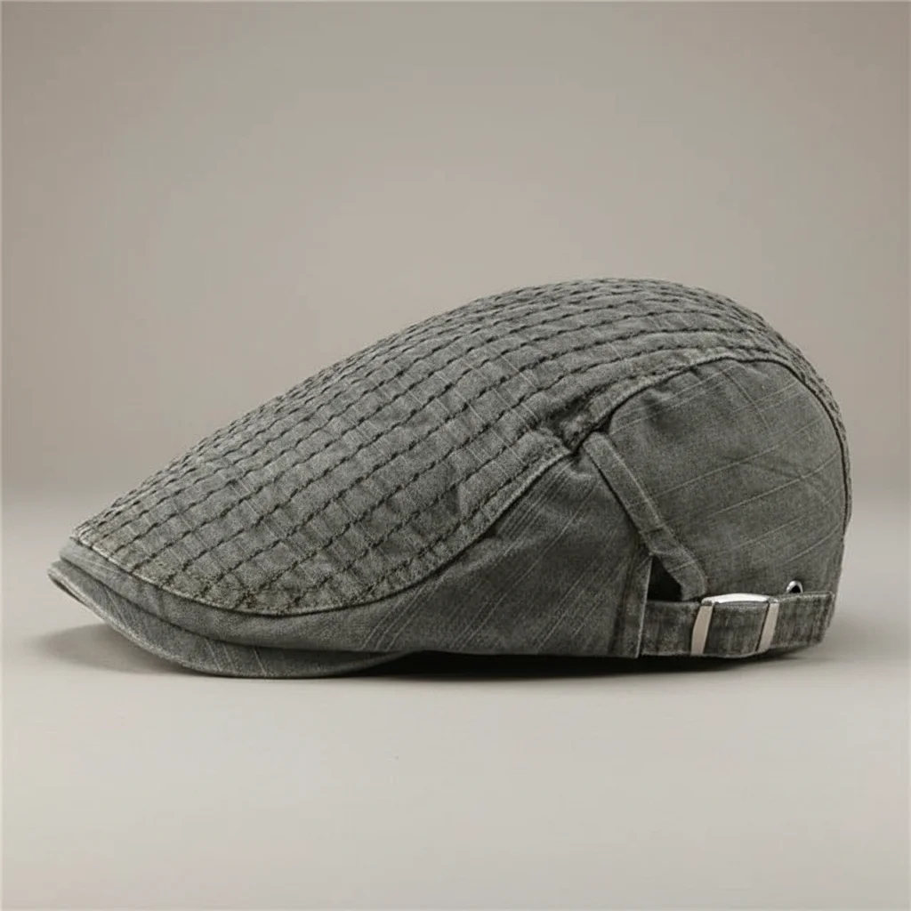 Casquette plate coton homme style patchwork ajustable - Vue 2 - casquette plate