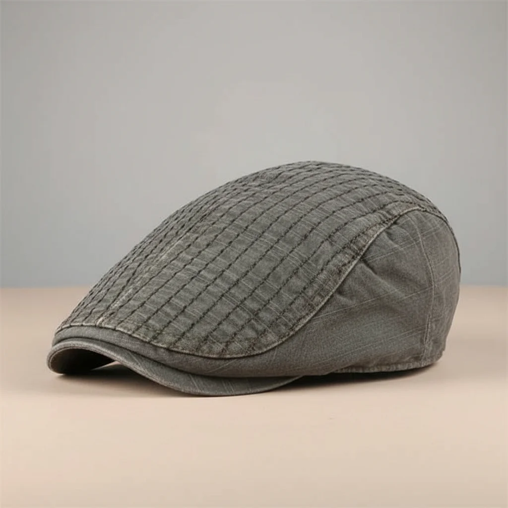 Casquette plate coton homme style patchwork ajustable - Vue 3 - casquette plate