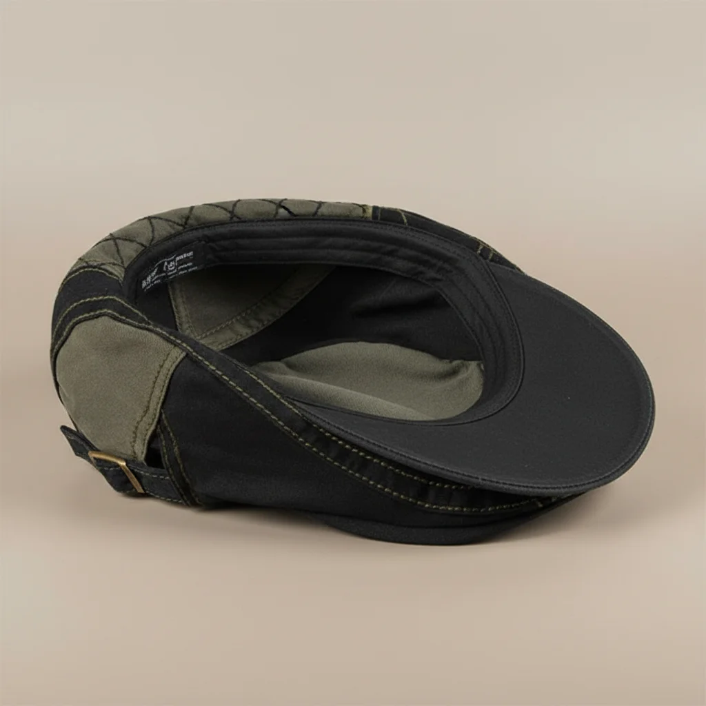 Casquette plate coton homme style patchwork décontracté - Vue 3 - casquette plate