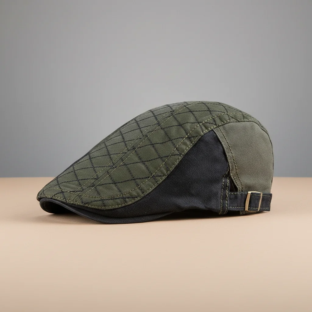 Casquette plate coton homme style patchwork décontracté - Vue 6 - casquette plate