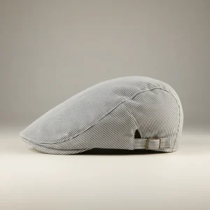 Casquette plate coton rayé femme ajustable - Vue 2 - casquette plate