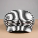 Casquette plate coton rayé style français - Vue 1 - casquette plate
