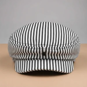 Casquette plate coton rayé style français - Vue 1 - casquette plate