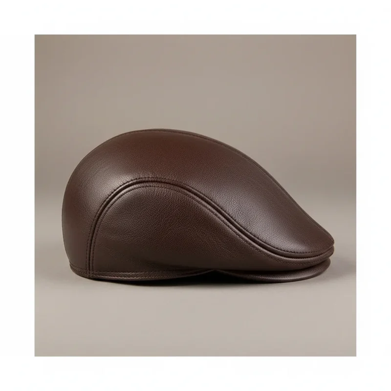 Casquette plate cuir homme pour l'hiver - Vue 2 - casquette plate