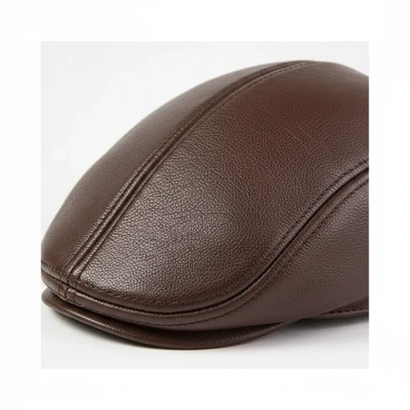 Casquette plate cuir homme pour l'hiver - Vue 4 - casquette plate