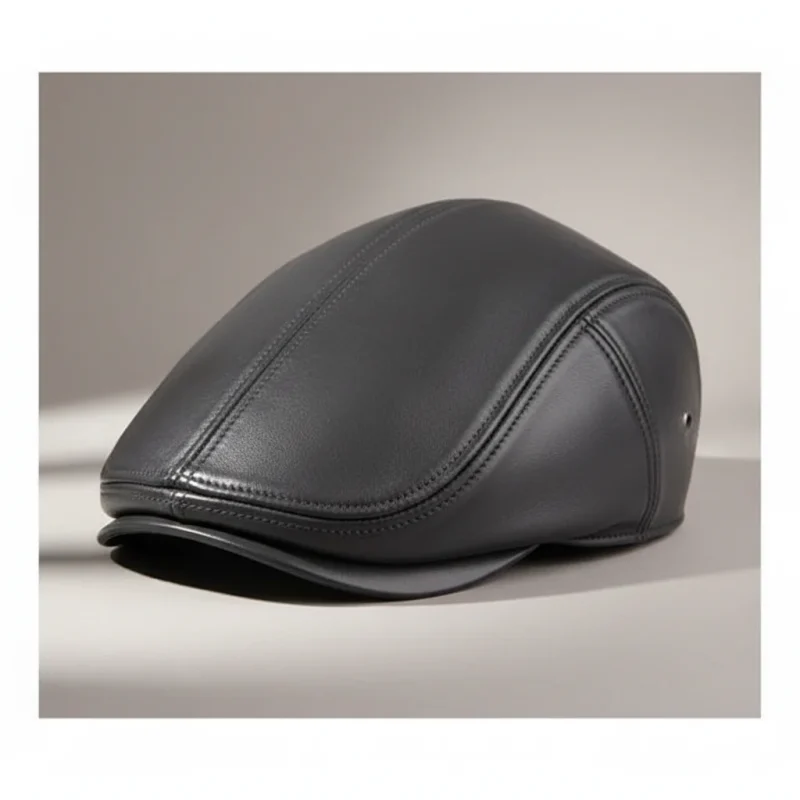 Casquette plate cuir homme style authentique - Vue 1 - casquette plate