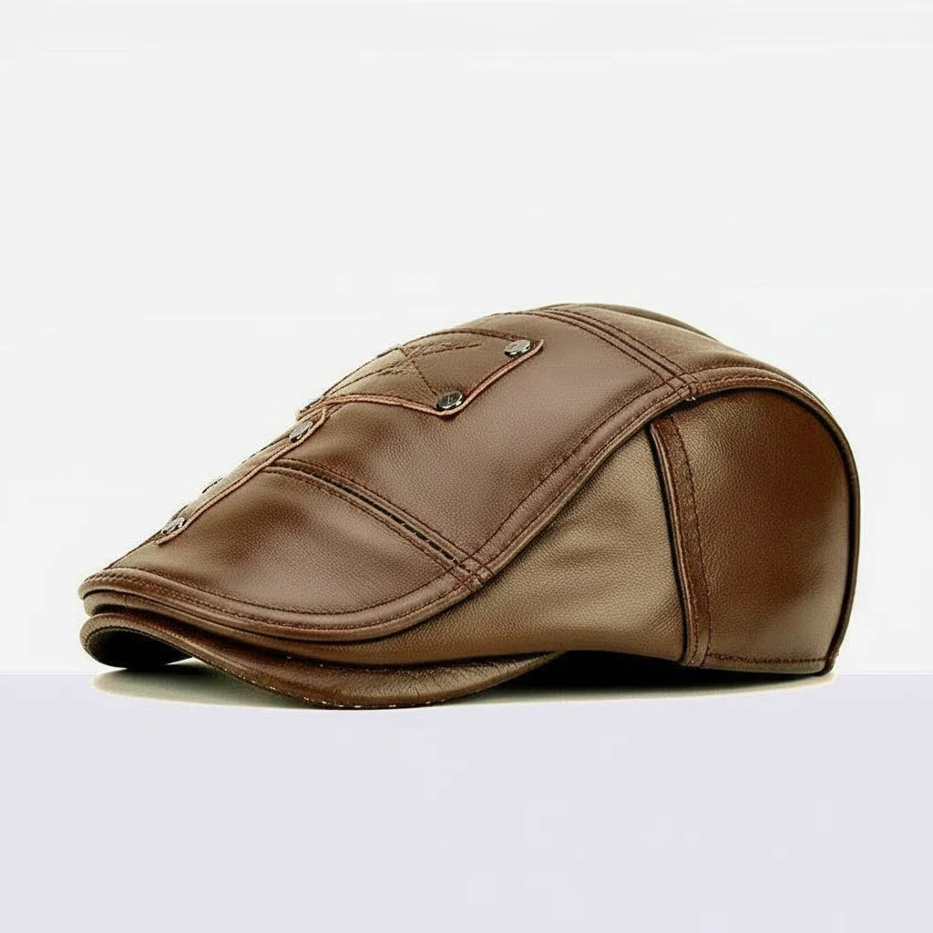 Casquette plate cuir homme style décontracté - Vue 1 - casquette plate