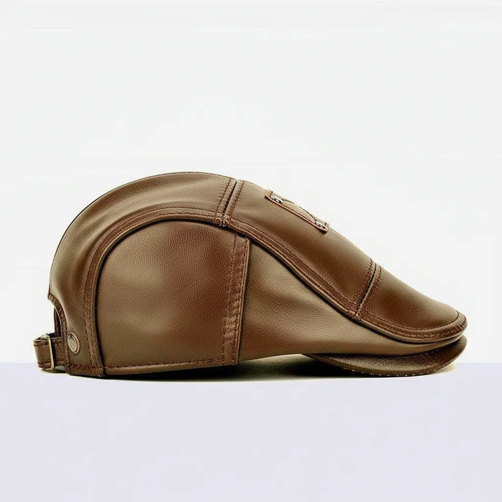 Casquette plate cuir homme style décontracté - Vue 2 - casquette plate