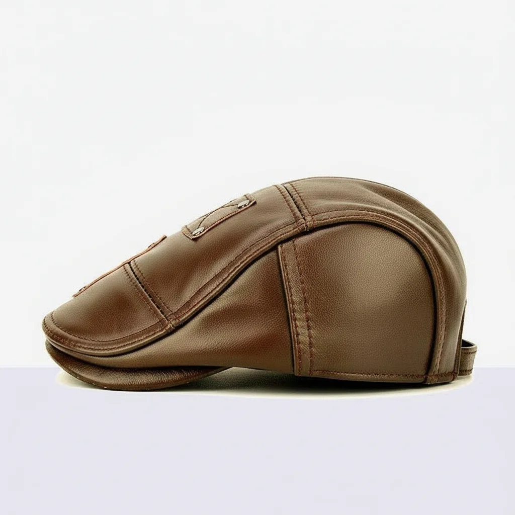 Casquette plate cuir homme style décontracté - Vue 3 - casquette plate