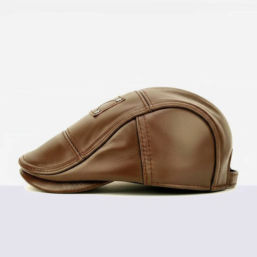 Casquette plate cuir homme style décontracté - Vue 5 - casquette plate