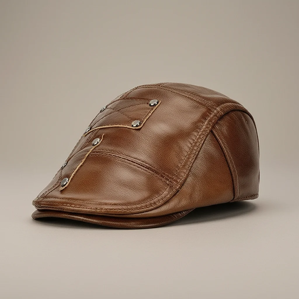 Casquette plate cuir homme style décontracté - Vue 6 - casquette plate