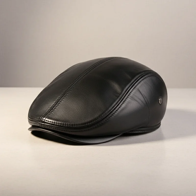 Casquette plate cuir homme style élégant - Vue 2 - casquette plate
