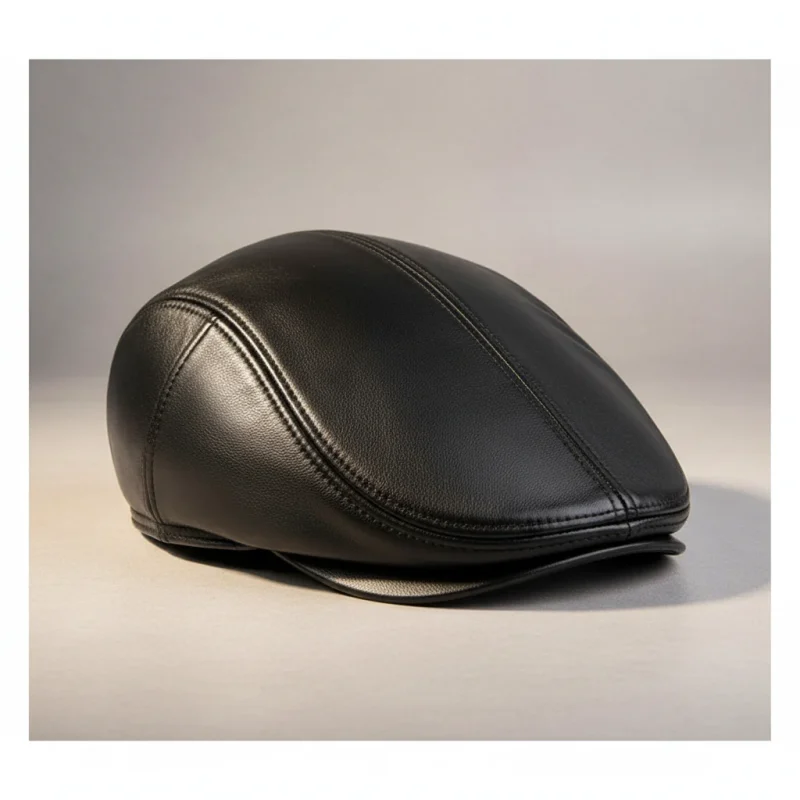 Casquette plate cuir homme style élégant - Vue 5 - casquette plate