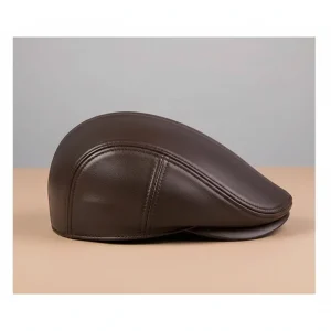 casquette plate cuir homme style gentleman - Vue 2 - casquette plate