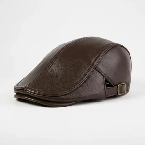 Casquette plate cuir homme style gentleman - Vue 2 - casquette plate