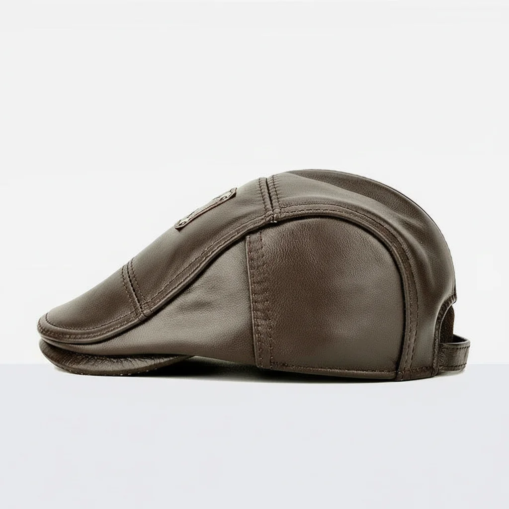 Casquette plate cuir homme style gentleman - Vue 3 - casquette plate
