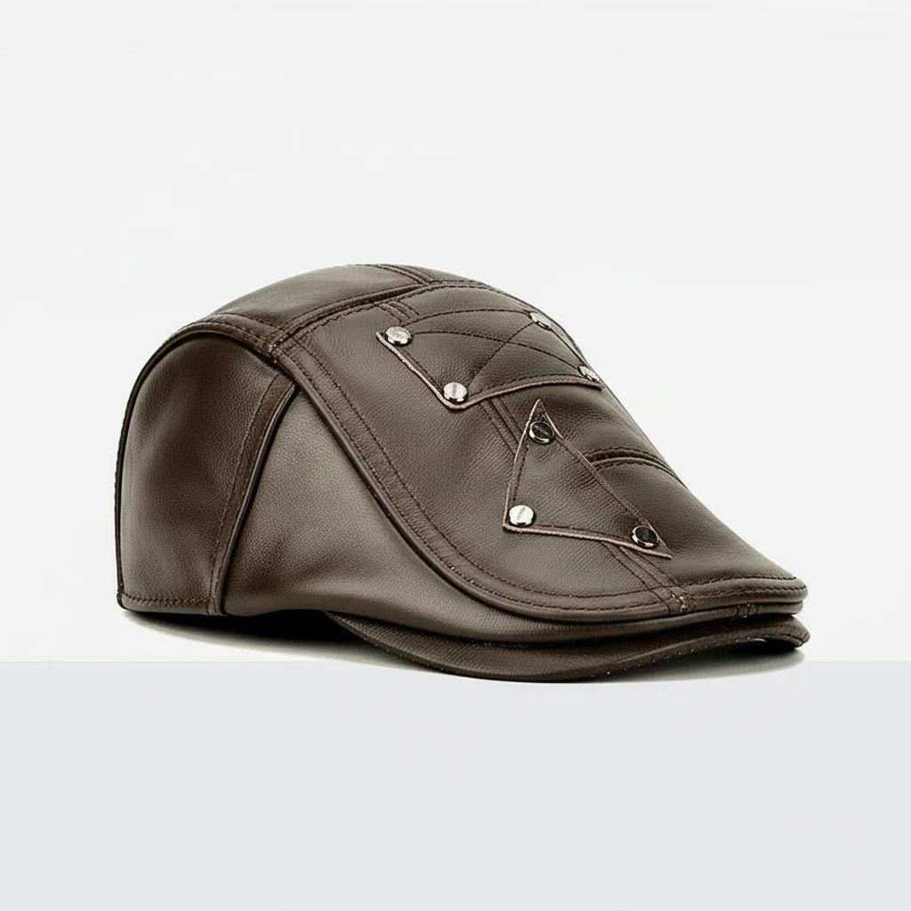 Casquette plate cuir homme style gentleman - Vue 4 - casquette plate