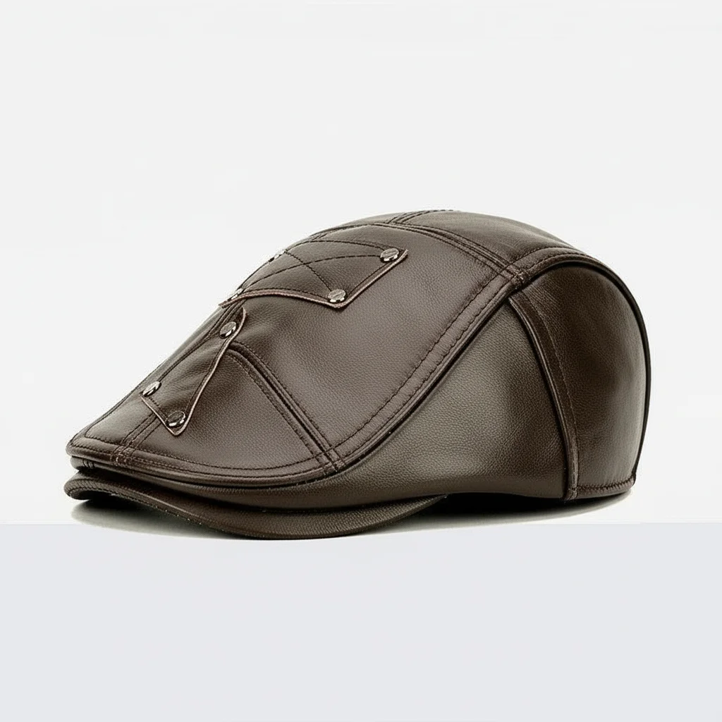 Casquette plate cuir homme style gentleman - Vue 5 - casquette plate
