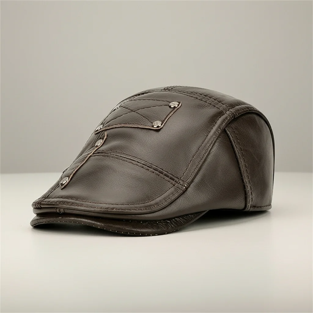 Casquette plate cuir homme style gentleman - Vue 6 - casquette plate