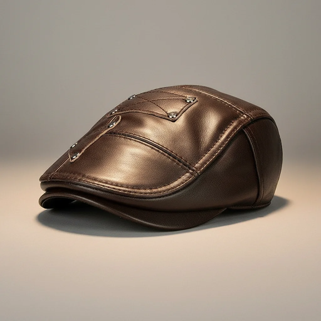 Casquette plate cuir homme style gentleman - Vue 8 - casquette plate