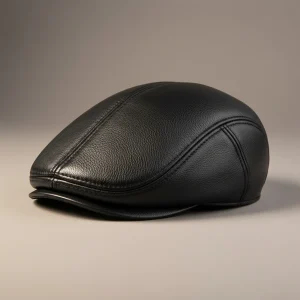 Casquette plate cuir homme style hiver - Vue 1 - casquette plate