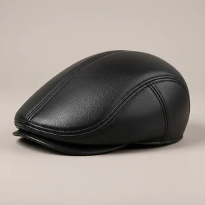Casquette plate cuir homme style hiver - Vue 2 - casquette plate