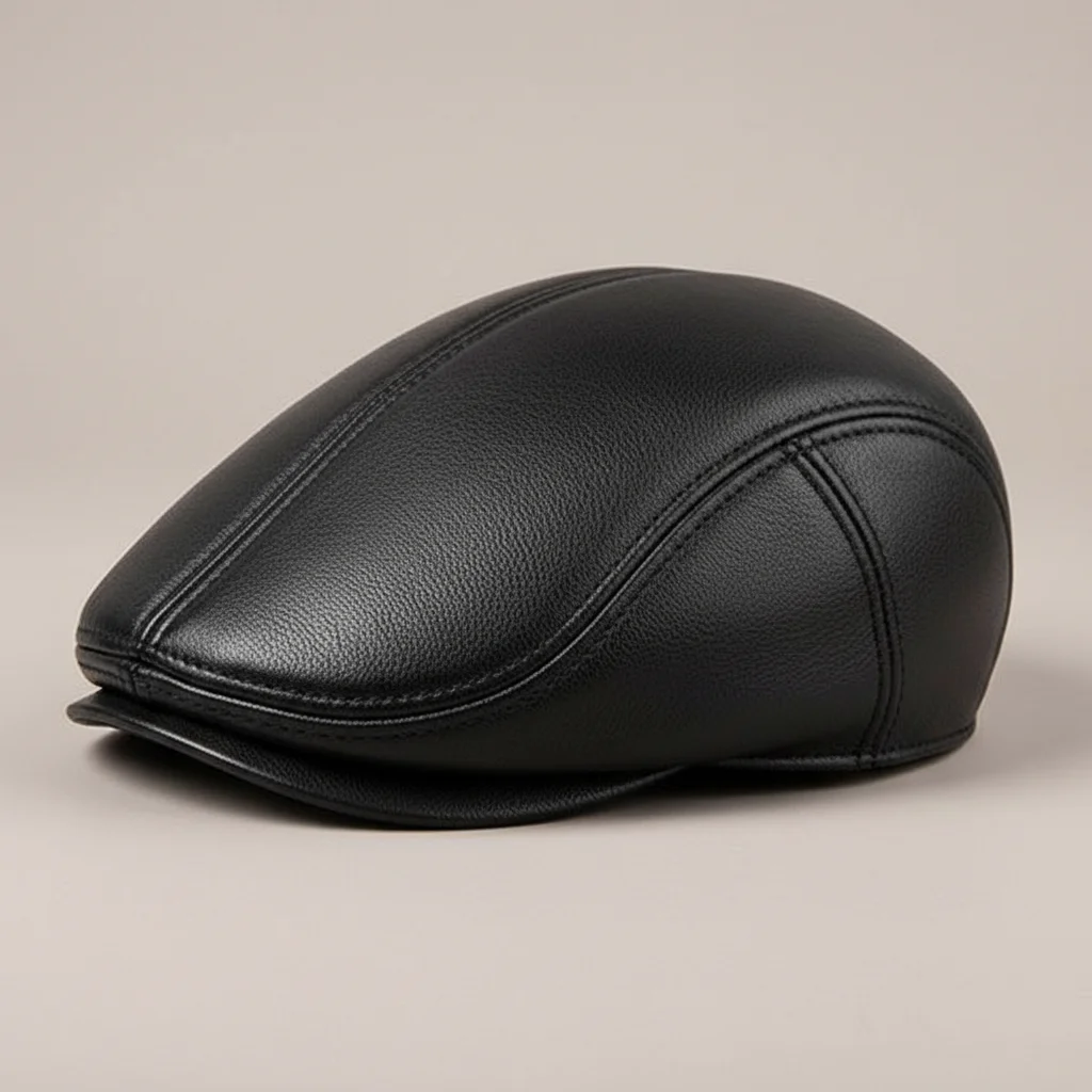Casquette plate cuir homme style hiver - Vue 2 - casquette plate
