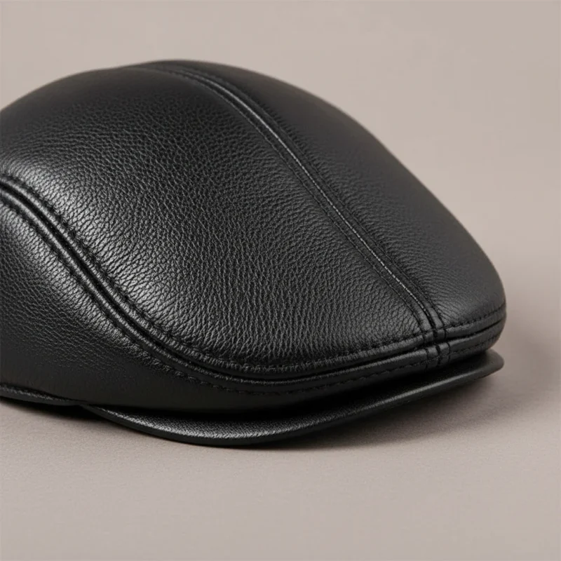 Casquette plate cuir homme style hiver - Vue 4 - casquette plate
