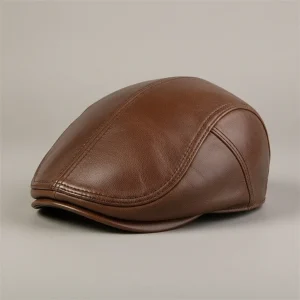 Casquette plate cuir homme style rétro - Vue 1 - casquette plate