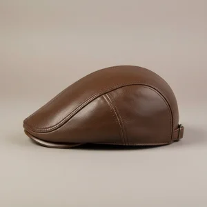 Casquette plate cuir homme style rétro - Vue 2 - casquette plate