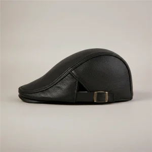 Casquette plate cuir homme style rétro - Vue 2 - casquette plate
