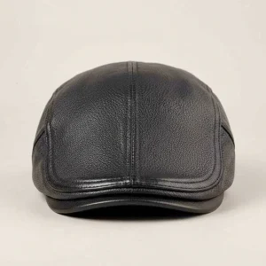 Casquette plate cuir homme style vintage - Vue 1 - casquette plate