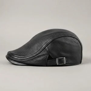 Casquette plate cuir homme style vintage - Vue 2 - casquette plate
