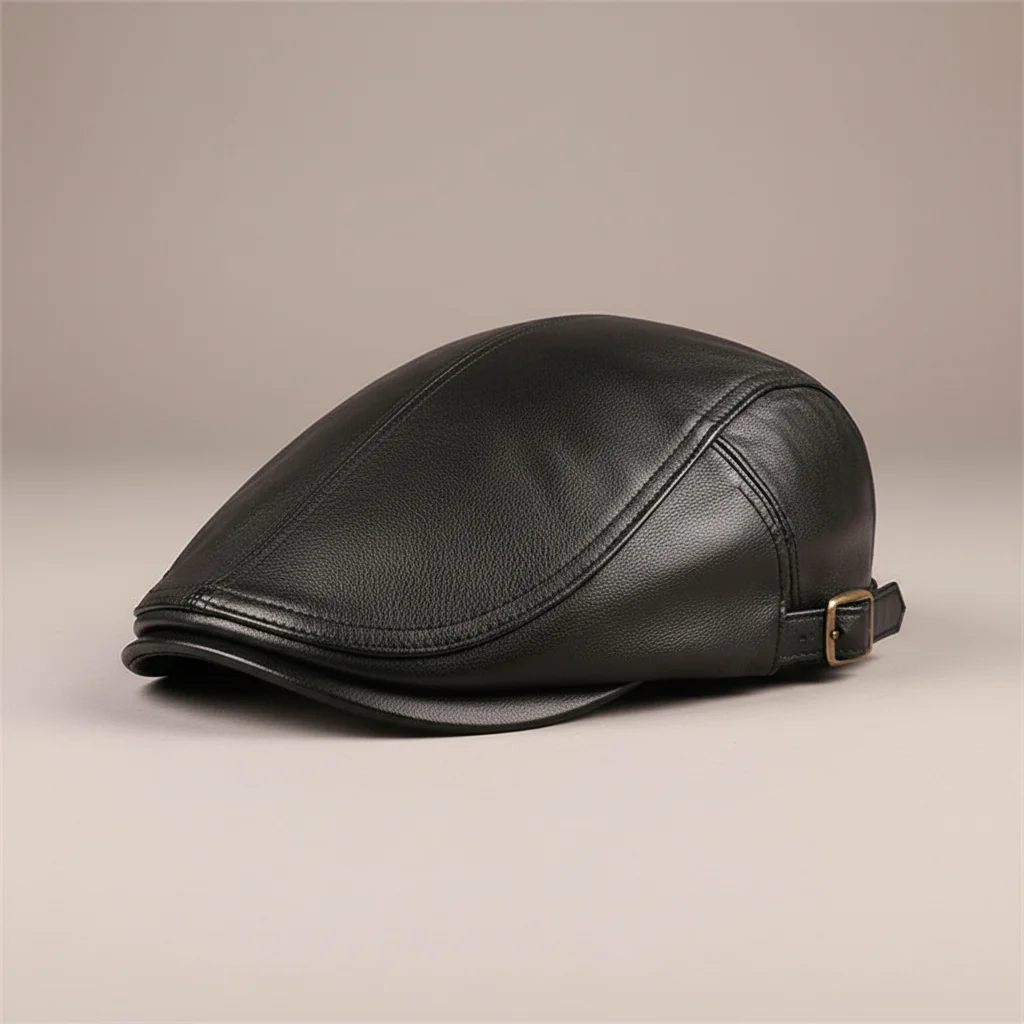 Casquette plate cuir homme style vintage - Vue 6 - casquette plate
