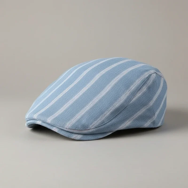 casquette plate denim rayé ajustable été - Vue 1 - casquette plate