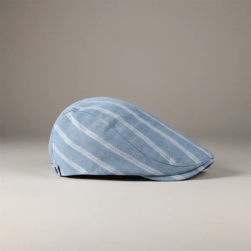 casquette plate denim rayé ajustable été - Vue 2 - casquette plate