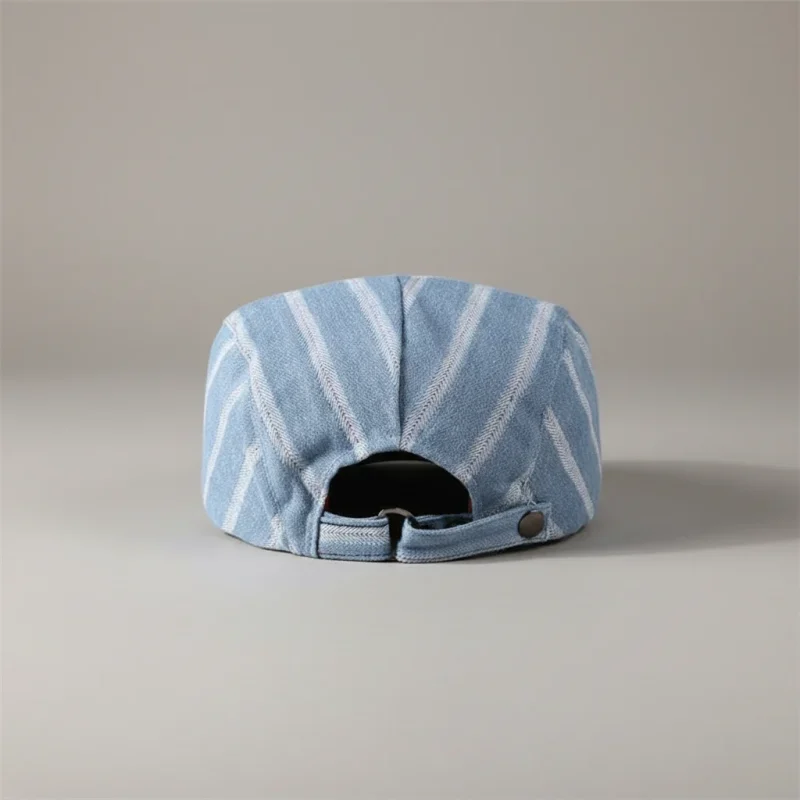 casquette plate denim rayé ajustable été - Vue 3 - casquette plate