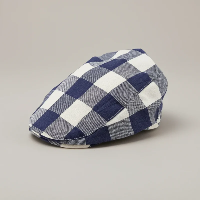 Casquette plate enfant coton à carreaux ajustable - Vue 1 - casquette plate