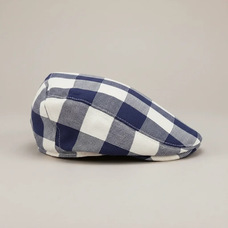 Casquette plate enfant coton à carreaux ajustable - Vue 2 - casquette plate