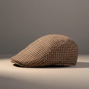 Casquette plate homme motif pied-de-poule - Vue 2 - casquette plate