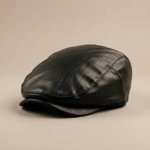 Casquette plate homme simili cuir ajustable - Vue 1 - casquette plate