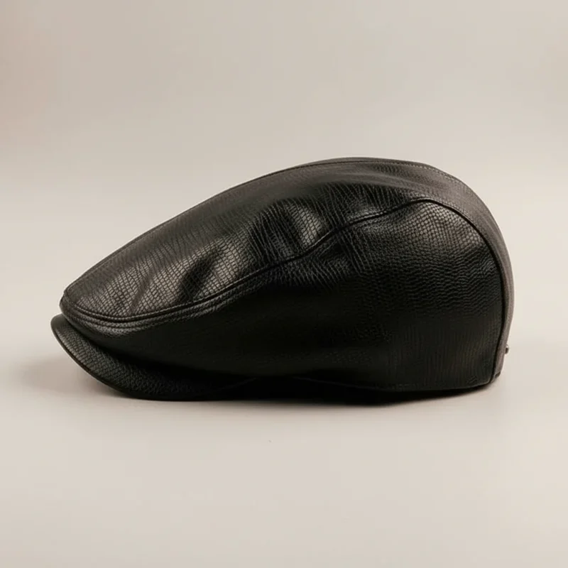 Casquette plate homme simili cuir ajustable - Vue 2 - casquette plate