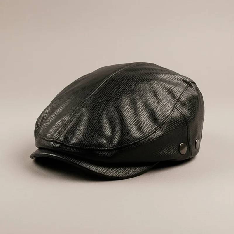 Casquette plate homme simili cuir ajustable - Vue 3 - casquette plate
