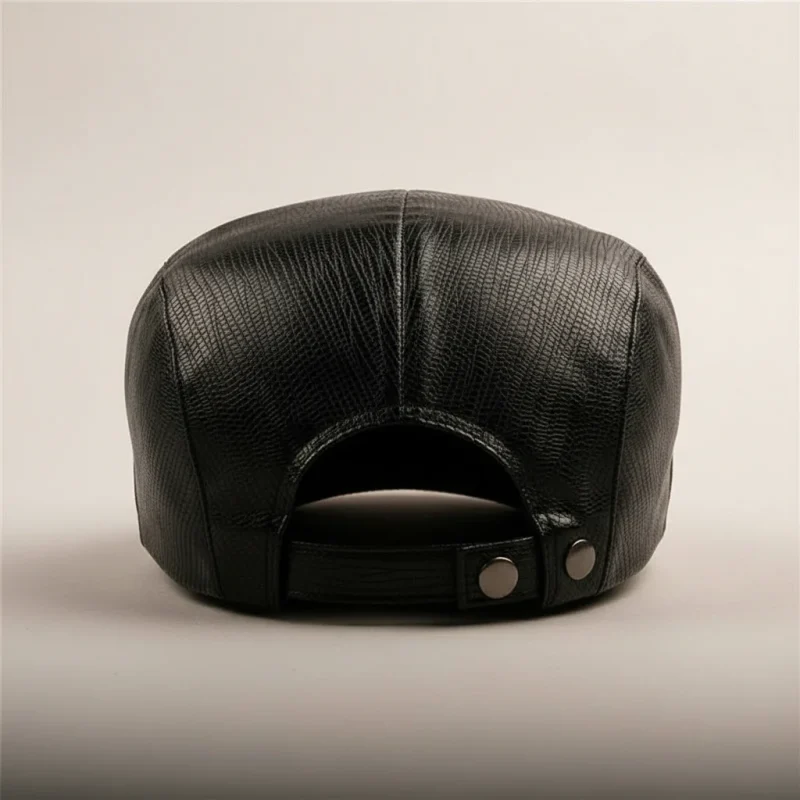 Casquette plate homme simili cuir ajustable - Vue 4 - casquette plate