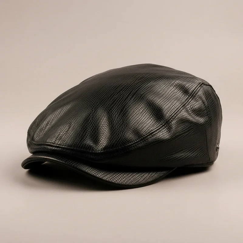 Casquette plate homme simili cuir ajustable - Vue 5 - casquette plate